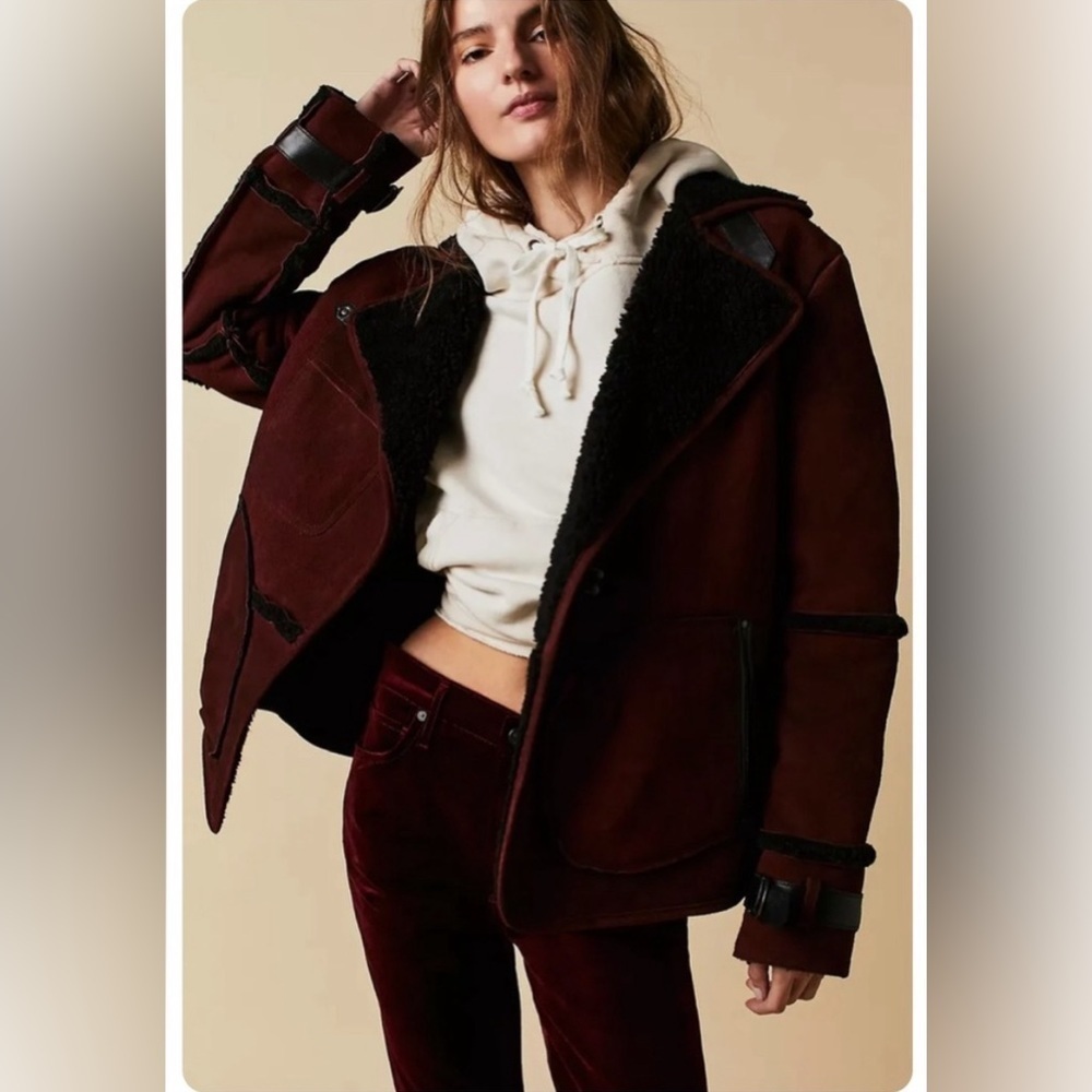 NWOT We The Free Cassidy Cozy Oversized Leather Coat